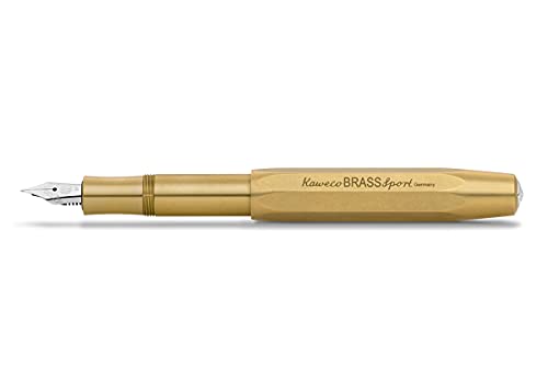 Kaweco BRASS SPORT Füllhalter I Premium Messing Füllfederhalter für Tintenpatronen mit hochwertiger Stahlfeder I Luxus Sport Füller 13 cm I Federbreite: BB (Extra Breit) von Kaweco