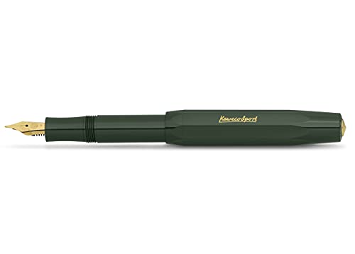 Kaweco CLASSIC SPORT Füllhalter Green mit vergoldeter Edelstahlfeder und Iridiumspitze für Tintenpatronen I Füllfederhalter 13 cm I Füller in Grün I Federbreite: BB (Extra Breit) von Kaweco