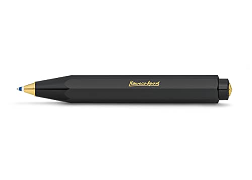 Kaweco CLASSIC SPORT Kugelschreiber Black I Business Kuli aus hochwertigem Kunststoff I Klassischer Kuli in Schwarz I 12 g Taschen-Kugelschreiber mit Herzkurvenmechanik I Druckkugelschreiber 10,5 cm von Kaweco