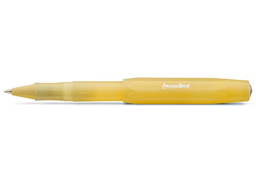 Kaweco FROSTED SPORT Rollerball Sweet Banana I Gel- / Kugelschreiber aus hochwertigem Kunststoff mit Keramikkugel I Trendiger Kuli in Gelb I 13 g Tintenroller mit 0.7 mm Mine I Gelroller 13,5 cm von Kaweco