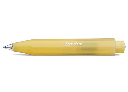 Kaweco FROSTED SPORT Kugelschreiber Sweet Banana I Business Kuli aus hochwertigem Kunststoff in Gelb I Sommerlicher 12 g Taschen-Kugelschreiber mit Herzkurvenmechanik I Druckkugelschreiber 10,5 cm von Kaweco