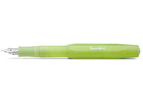 Kaweco FROSTED SPORT Füllhalter Fine Lime I Premium Füllfederhalter für Tintenpatronen mit hochwertiger Stahlfeder I Füllfederhalter 13 cm I Füller in Grün I Federbreite: B (Breit) von Kaweco