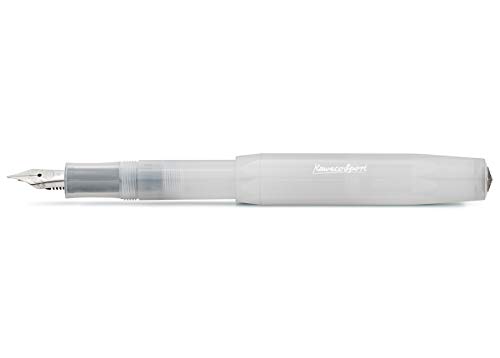 Kaweco FROSTED SPORT Füllhalter Natural Coconut I Premium Füllfederhalter für Tintenpatronen mit hochwertiger Stahlfeder I Füllfederhalter 13 cm I Füller in Weiß I Federbreite: EF (Extra Fein) von Kaweco