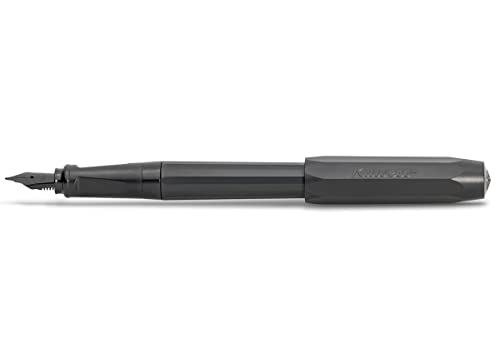 Kaweco PERKEO Füllhalter All Black I Füllfederhalter für Tintenpatronen Schulfüller in Schwarz I Anfänger Füller mit ergonomischem Griffstück zum bequemen Schreiben 16 cm I Federbreite: F (Fein) von Kaweco