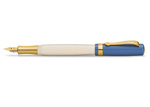 Kaweco STUDENT Füllhalter 50's Rock I Premium Füllfederhalter für Tintenpatronen mit hochwertiger Stahlfeder in Blau & Creme I Nostalgischer Luxus Füller 16 cm I Federbreite: BB (Extra Breit) von Kaweco