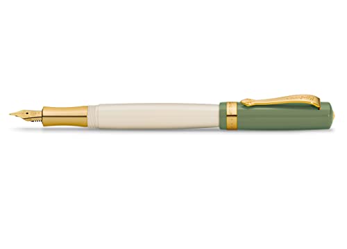 Kaweco STUDENT Füllhalter 60's Swing I Premium Füllfederhalter für Tintenpatronen mit hochwertiger Stahlfeder in Grün & Creme I Nostalgischer Luxus Füller 16 cm I Federbreite: F (Fein) von Kaweco