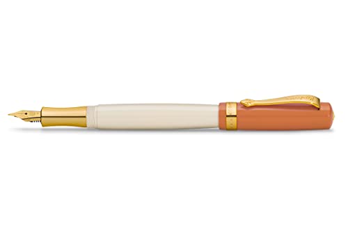 Kaweco Füllfederhalter Student 70's Soul I Premium Füllfederhalter für Tintenpatronen I Nostalgischer Kaweco Füller in Orange & Creme mit warmgoldenen Zierstücken I Federbreite: F (Fein), mehrfarbig, 13cm von Kaweco