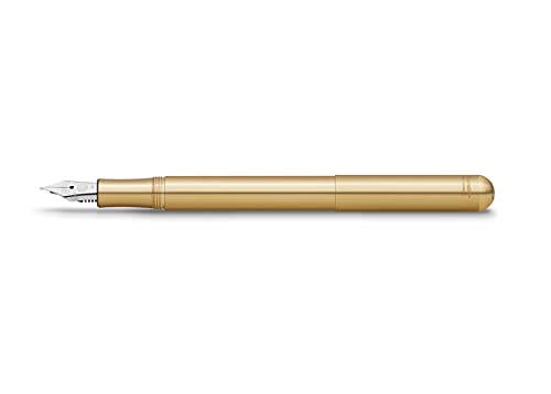 Kaweco LILIPUT Füllhalter Messing (Eco) I Exklusiver Messing Füllfederhalter für Tintenpatronen inklusive Retro Metallbox I Füller 12,5 cm I Federbreite: B (Breit) von Kaweco