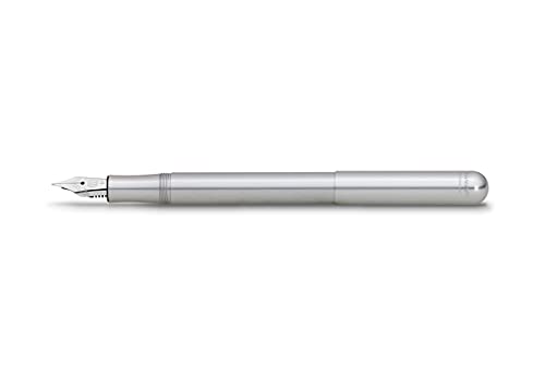 Kaweco LILIPUT Füllhalter Silber I Exklusiver Aluminium Füllfederhalter für Tintenpatronen inklusive Retro Metallbox I Füller 12,5 cm I Federbreite: B (Breit) von Kaweco