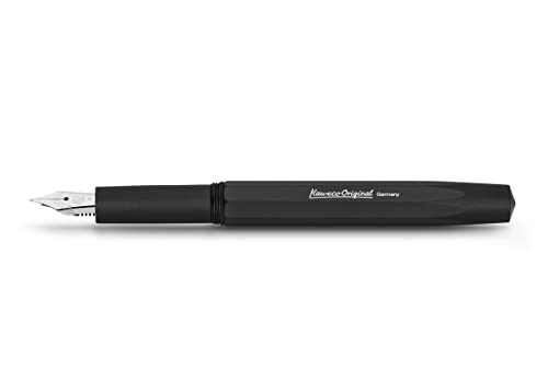 Kaweco ORIGINAL Füllhalter 060 Black Chrome I Exklusiver Aluminium Füllfederhalter für Tintenpatronen inklusive elegantem Blechetui I Luxus Füller 12,7 cm in Schwarz I Federbreite: B (Breit) von Kaweco