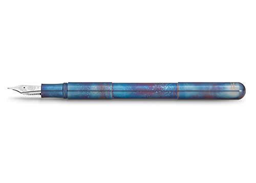 Kaweco SUPRA Füllfederhalter Fireblue I Exklusiver Füllhalter für Tintenpatronen mit hochwertiger Stahlfeder inkl. Retro Metallbox I Edelstahl Füller Länge 95-125 mm I Federbreite: BB (Extra Breit), Blau, 16,5cm von Kaweco