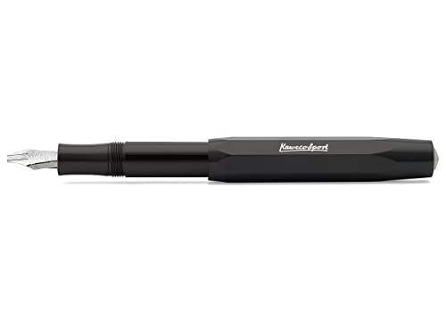 Kaweco Sport Kalligraphie Füller Twin Nib Black I Füllfederhalter aus hochwertigem Kunststoff mit Kalligrafie Feder I Schönschreibfüller für Tintenpatronen 13,5 cm I Paralell Pen Schwarz von Kaweco