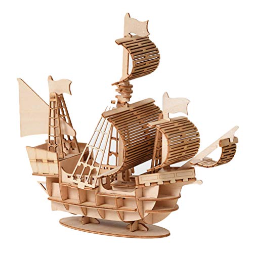 Holzschiff Modelle DIY Holzpuzzle Bausatz 3D Puzzle Holzbausatz Schiffsmodell Segelschiff Flaggschiff Holzmodell für Kinder Jugendliche und Erwachsene von Kawosh