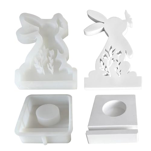 Hase Silikonform, Ostern Silikonformen, 3D Osterhase Silikonform Kerzenhalter, Ostern Hase Backform, Niedliche 3D-Hasen-Schmetterling-Ostern-Silikonformen, Geschenke von Kaxenig