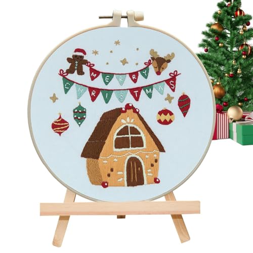 Kaxenig Winter-Stickset, Weihnachtsornament-Stickset,Urlaubsnaht-Stickerei-Nadelspitzen-Sets - Exquisites Weihnachts-Bastelzubehör, Webzubehör für Liebhaber, Freunde von Kaxenig