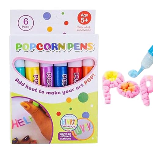 Magischer Popcornstift 3D Aquarellstift, 6 Stück Magischer Zeichenstift, DIY Bubble Pop-corn Drawing Pens 3D-Kunst Geschwollene Stifte,lustige Blasenstifte, Kreative Marker Für Kunstprojekte von Kaxenig