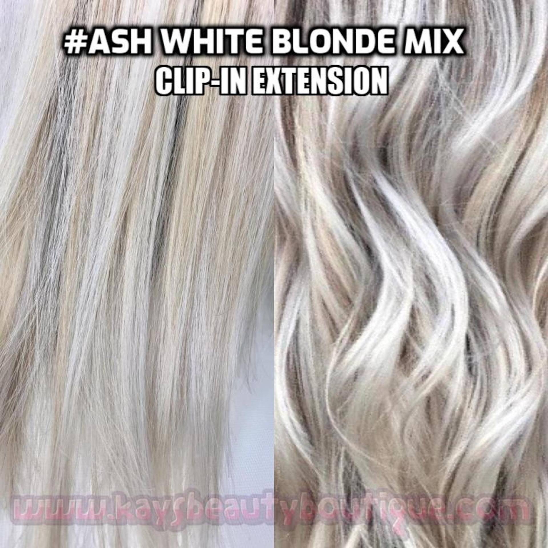 100% Echthaar Asche Weiß Blond Mix Handgemachte Clip-In Haarverlängerungen von KaysBeautyBoutique