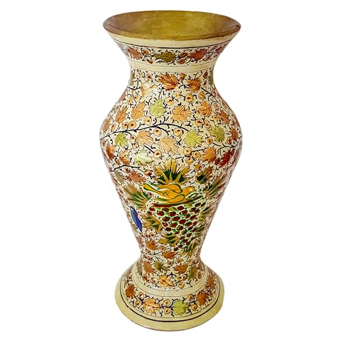 Kazash 30,5 cm große Vase aus Kaschmir-Papiermaché aus Messing – verschönern Sie Ihren Raum mit einzigartiger handwerklicher Handwerkskunst, ethischer Quelle und zeitloser Eleganz aus Kaschmir! von Kazash