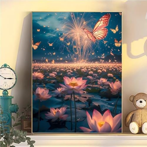 Blume Malen Nach Zahlen Erwachsene Groß XXL 70x90cm, Malen Nach Zahlen Kinder ab 8 Schmetterling, DIY Paint by Numbers Geschenk Kreativ Set für Erwachsene, Mit 3 Pinsel, Acrylfarbe Wanddeko YH1-123 von Kazhxnng