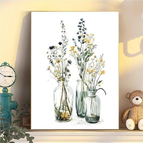 Blume Malen Nach Zahlen Erwachsene Groß XXL 80x100cm, Malen Nach Zahlen Kinder ab 8 Flasche, DIY Paint by Numbers Geschenk Kreativ Set für Erwachsene, Mit 3 Pinsel und Acrylfarbe für Wanddeko YH1-129 von Kazhxnng