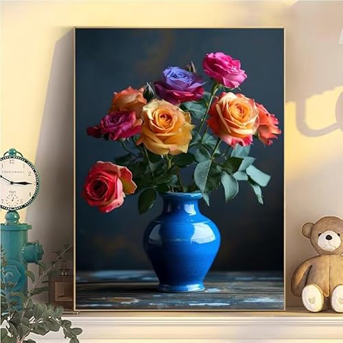 Blume Malen Nach Zahlen Erwachsene Groß XXL 90x120cm, Malen Nach Zahlen Kinder ab 8 Flasche, DIY Paint by Numbers Geschenk Kreativ Set für Erwachsene, Mit 3 Pinsel und Acrylfarbe für Wanddeko YH1-142 von Kazhxnng