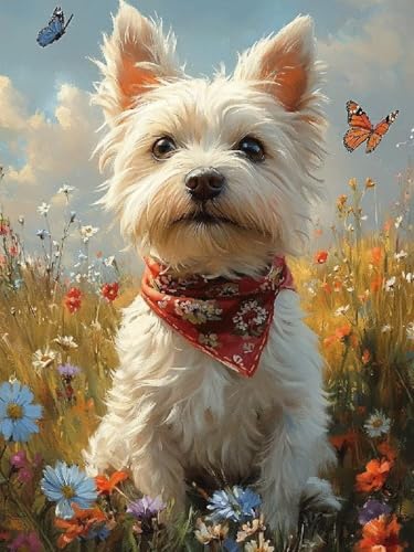 Hund Diamond Painting Erwachsene, 5D DIY Blume Diamant Painting Bilder für Kinder ab 8 Jahre, Malen nach Zahlen Diamant Anfänger, Daiments Bastelset Set Malerei Stickerei Geschenke 20x30cm Y2-108 von Kazhxnng