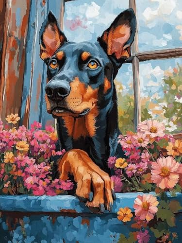 Hund Diamond Painting Erwachsene, 5D DIY Blume Diamant Painting Bilder für Kinder ab 8 Jahre, Malen nach Zahlen Diamant Anfänger, Daiments Bastelset Set Malerei Stickerei Geschenke 45x60cm Y2-112 von Kazhxnng