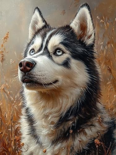 Hund Diamond Painting Groß XXL 100x130cm für Erwachsene Kinder ab 6 Jahre, 5D DIY Diamond Painting Husky Dog, Diamant Malerei Bilder Stickerei, Dimond Kristall Handwerk Geschenke Set Dekor Y2-104 von Kazhxnng