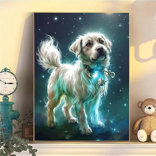 Hund Malen Nach Zahlen Erwachsene Groß XXL 80x100cm, Malen Nach Zahlen Kinder ab 8 Tier, DIY Paint by Numbers Geschenk Kreativ Set für Erwachsene, Mit 3 Pinsel und Acrylfarbe für Wanddeko YH1-59 von Kazhxnng