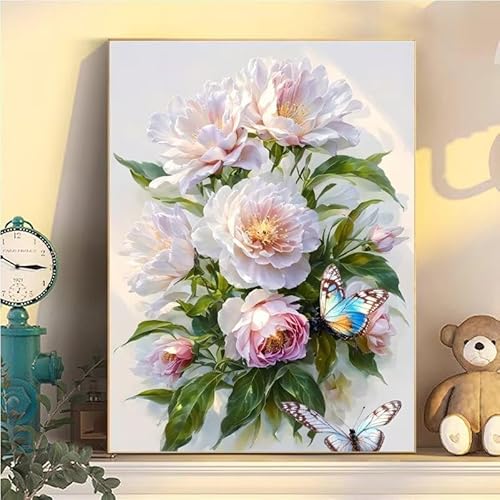 Malen Nach Zahlen Erwachsene Blume, Malen Nach Zahlen ab 9 Jahre Mädchen Blume, Paint by Numbers Adults Hobby Leinwand 20x30cm, DIY Bastelset Erwachsene Kinder Set, Mit 3 Pinseln, Acrylfarbe YH1-124 von Kazhxnng