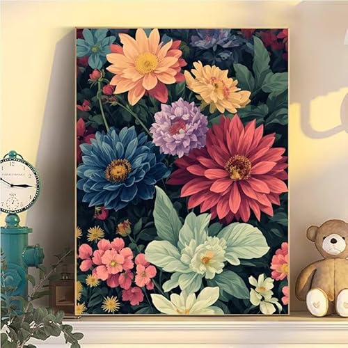 Malen Nach Zahlen Erwachsene Blume, Malen Nach Zahlen ab 9 Jahre Mädchen Blume, Paint by Numbers Adults Hobby Leinwand 20x30cm, DIY Bastelset Erwachsene Kinder Set, Mit 3 Pinseln, Acrylfarbe YH1-125 von Kazhxnng