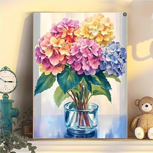 Malen Nach Zahlen Erwachsene Blume, Malen Nach Zahlen ab 9 Jahre Mädchen Blume, Paint by Numbers Adults Hobby Leinwand 40x50cm, DIY Bastelset Erwachsene Kinder Set, Mit 3 Pinseln, Acrylfarbe YH1-135 von Kazhxnng