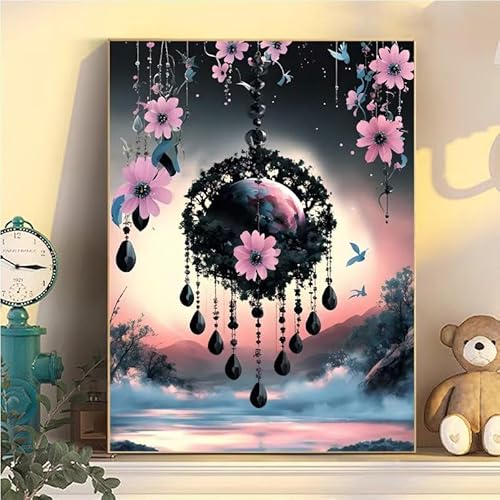 Malen Nach Zahlen Erwachsene Blume, Malen Nach Zahlen ab 9 Jahre Mädchen Geheimnisvoll, Paint by Numbers Adults Leinwand 40x50cm, DIY Bastelset Erwachsene Kinder Set, Mit 3 Pinseln, Acrylfarbe YH1-143 von Kazhxnng