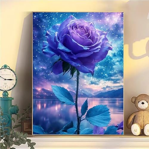 Malen Nach Zahlen Erwachsene Blume, Malen Nach Zahlen ab 9 Jahre Mädchen See, Paint by Numbers Adults Hobby Leinwand 35x45cm, DIY Bastelset Erwachsene Kinder Set, Mit 3 Pinseln, Acrylfarbe YH1-121 von Kazhxnng