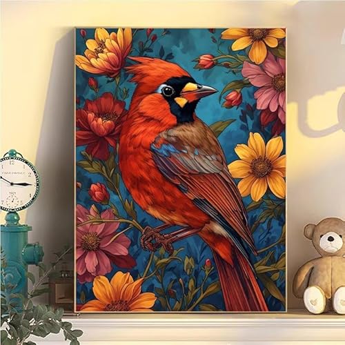 Malen Nach Zahlen Erwachsene Blume, Malen Nach Zahlen ab 9 Jahre Mädchen Vogel, Paint by Numbers Adults Hobby Leinwand 20x30cm, DIY Bastelset Erwachsene Kinder Set, Mit 3 Pinseln, Acrylfarbe YH1-141 von Kazhxnng