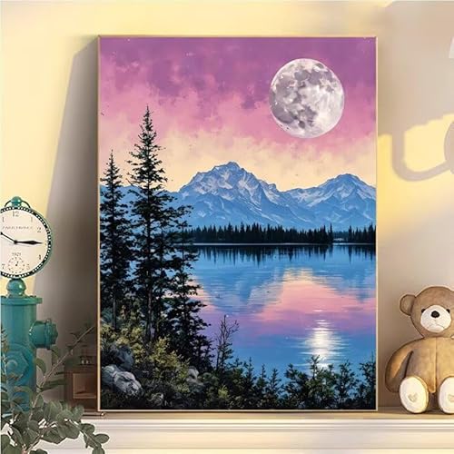 Malen Nach Zahlen Erwachsene Landschaft, Malen Nach Zahlen ab 9 Jahre Mädchen Sonnenuntergang, Paint by Numbers Adults 20x30cm, DIY Bastelset Erwachsene Kinder Set, Mit 3 Pinseln Acrylfarbe YH1-174 von Kazhxnng