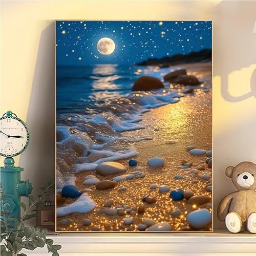 Malen Nach Zahlen Erwachsene Landschaft, Malen Nach Zahlen ab 9 Jahre Mädchen Strand, Paint by Numbers Adults Leinwand 20x30cm, DIY Bastelset Erwachsene Kinder Set, Mit 3 Pinseln, Acrylfarbe YH1-166 von Kazhxnng