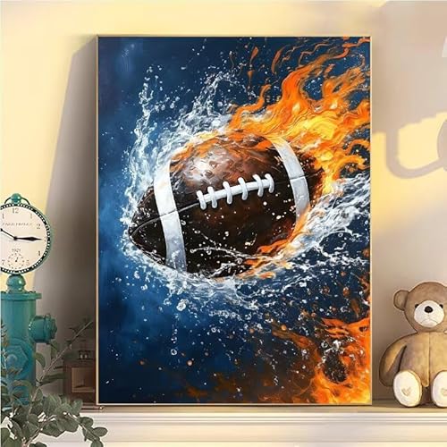 Malen Nach Zahlen Erwachsene Rugby, Malen Nach Zahlen ab 9 Jahre Mädchen Bewegung, Paint by Numbers Adults Hobby Leinwand 20x30cm, DIY Bastelset Erwachsene Kinder Set, Mit 3 Pinseln, Acrylfarbe YH1-56 von Kazhxnng