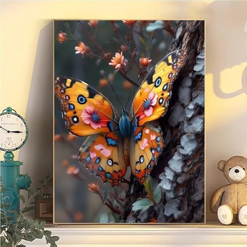 Malen Nach Zahlen Erwachsene Schmetterling, Malen Nach Zahlen ab 9 Jahre Mädchen Tier, Paint by Numbers Adults Leinwand 40x50cm, DIY Bastelset Erwachsene Kinder Set, Mit 3 Pinseln, Acrylfarbe YH1-110 von Kazhxnng