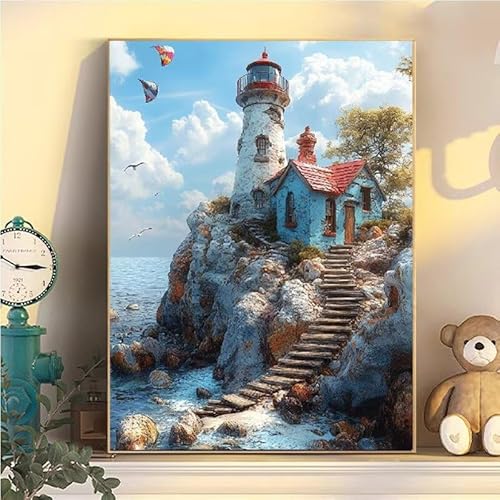 Malen Nach Zahlen Erwachsene Strand, Malen Nach Zahlen ab 9 Jahre Mädchen Leuchtturm, Paint by Numbers Adults Hobby Leinwand 70x90cm, DIY Bastelset Erwachsene Kinder, Mit 3 Pinseln, Acrylfarbe YH2-145 Malen Nach Zahlen Erwachsene Strand, Malen Nach Zahlen ab 9 Jahre Mädchen Leuchtturm, Paint by Numbers Adults Hobby Leinwand 70x90cm, DIY Bastelset Erwachsene Kinder, Mit 3 Pinseln, Acrylfarbe YH2-145 von Kazhxnng