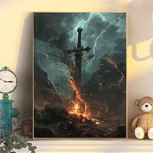 Schwert Malen Nach Zahlen Erwachsene Groß XXL 90x120cm, Landschaft Malen Nach Zahlen Kinder ab 8 Jahre, DIY Paint by Numbers Kreativ Set für Erwachsene, Mit 3 Feinen Pinsel und Acrylfarbe YH2-300 Schwert Malen Nach Zahlen Erwachsene Groß XXL 90x120cm, Landschaft Malen Nach Zahlen Kinder ab 8 Jahre, DIY Paint by Numbers Kreativ Set für Erwachsene, Mit 3 Feinen Pinsel und Acrylfarbe YH2-300 von Kazhxnng