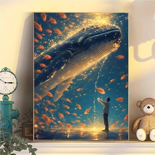 Wal Malen Nach Zahlen Erwachsene Groß XXL 80x100cm, Malen Nach Zahlen Kinder ab 8 Tier, DIY Paint by Numbers Geschenk Kreativ Set für Erwachsene, Mit 3 Pinsel und Acrylfarbe für Wanddeko YH1-163 von Kazhxnng