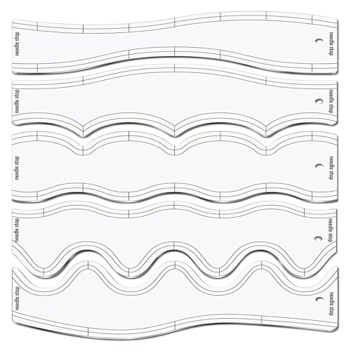 Acryl-Stepplineal – gewellte Quiltvorlage, durchsichtige Acryl-Steppvorlage, 5-teiliges tragbares Quilting-Werkzeugset, einfach zu bedienende Nähvorlage für die von Kbnuetyg