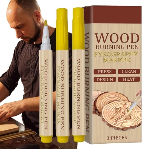 Kbnuetyg Wood Scorch Pen, Wood Burning Marker Pen | 3 Stück Branding Burning Wood Marker Scorch Pen - Hands-on Skills Enhancer Woodburning Pen Tool für Anfänger für Familienaktivitäten, Schulhandwerk von Kbnuetyg