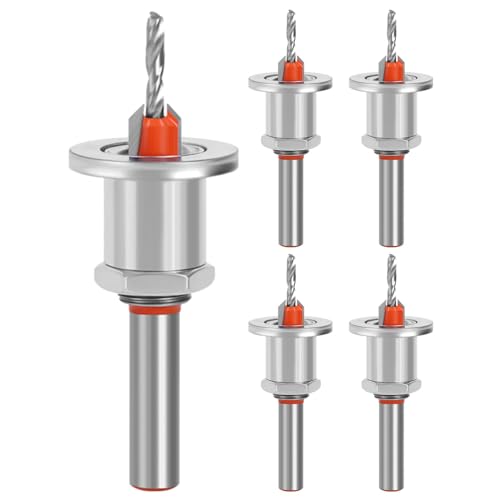 Senkbohrer – Tragbares Fasenwerkzeug, Stahl-Senkbohrer-Set | 5-teiliges, vielseitiges Bohrer-Set für die Holz- und Metallbearbeitung, Senkbohrer mit einstellbarer Tiefe für saubere Lochkanten von Kbnuetyg