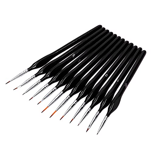 12-teiliges Pinsel-Set, Anti-Ultraviolett-Beschichtung, Detailmalerei für Gesicht, Nagel, Aquarell, Strichzeichnung, Modellmalerei, dreieckiger Griff, Pinsel aus Verbundholz (Black) von Kcabrtet