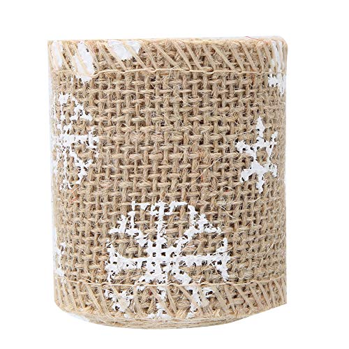 Sackleinenband, weihnachtliches Geschenkband für Bastelarbeiten und Partydekoration (5cm natural snowflake) von Kcabrtet