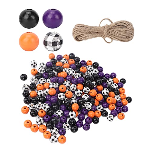 Wood Beads Round Wooden Farmhouse Decorative Spacer Beads DIY Garland Crafts Jewelry Making Kit (Purple and Black) von Kcabrtet