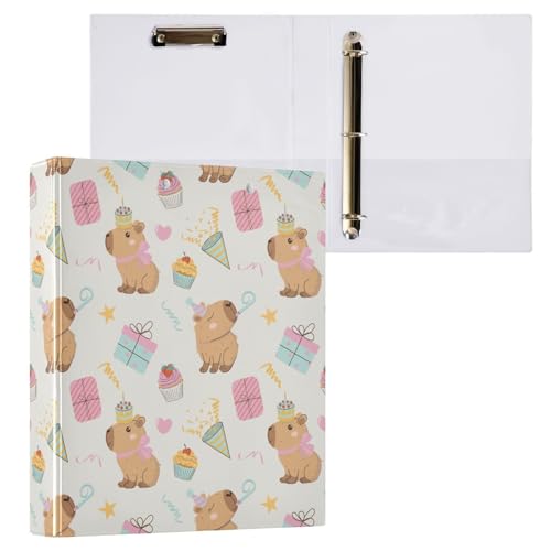 Kcldeci Capybaras Ringbuch mit 3 Ringen, 3,8 cm, runder Ring für Papier, Hardcover für Schule, Büro und Zuhause, 3,8 cm, 1 Stück Kcldeci Capybaras Ringbuch mit 3 Ringen, 3,8 cm, runder Ring für Papier, Hardcover für Schule, Büro und Zuhause, 3,8 cm, 1 Stück von Kcldeci
