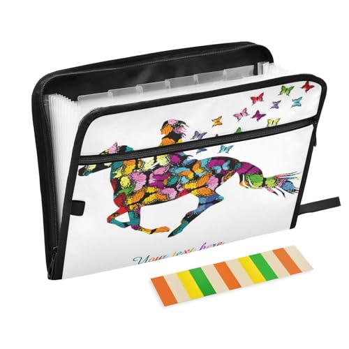 Kcldeci Fächermappe, Motiv: Pferde, Schmetterlinge, 13 Taschen, Akkordeon-Aktenhalter, Organizer, A4, Briefgröße, Papier, Dokumente, Quittungen, Organizer, Akkordean-Aktenordner Kcldeci Fächermappe, Motiv: Pferde, Schmetterlinge, 13 Taschen, Akkordeon-Aktenhalter, Organizer, A4, Briefgröße, Papier, Dokumente, Quittungen, Organizer, Akkordean-Aktenordner von Kcldeci